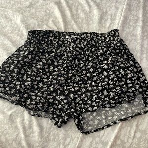 Black Flower Shorts